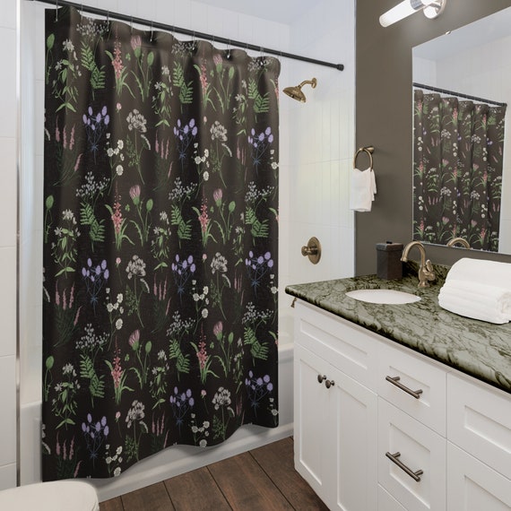 Duschvorhang Vintage-Pilz-Design – Botanisches Blumenmuster, Boho-stil, Für Badewanne Oder Dusche