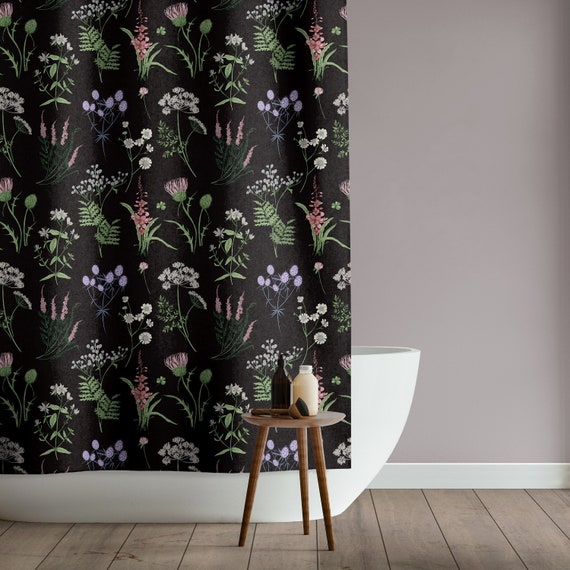 Duschvorhang Vintage-Pilz-Design – Botanisches Blumenmuster, Boho-stil, Für Badewanne Oder Dusche
