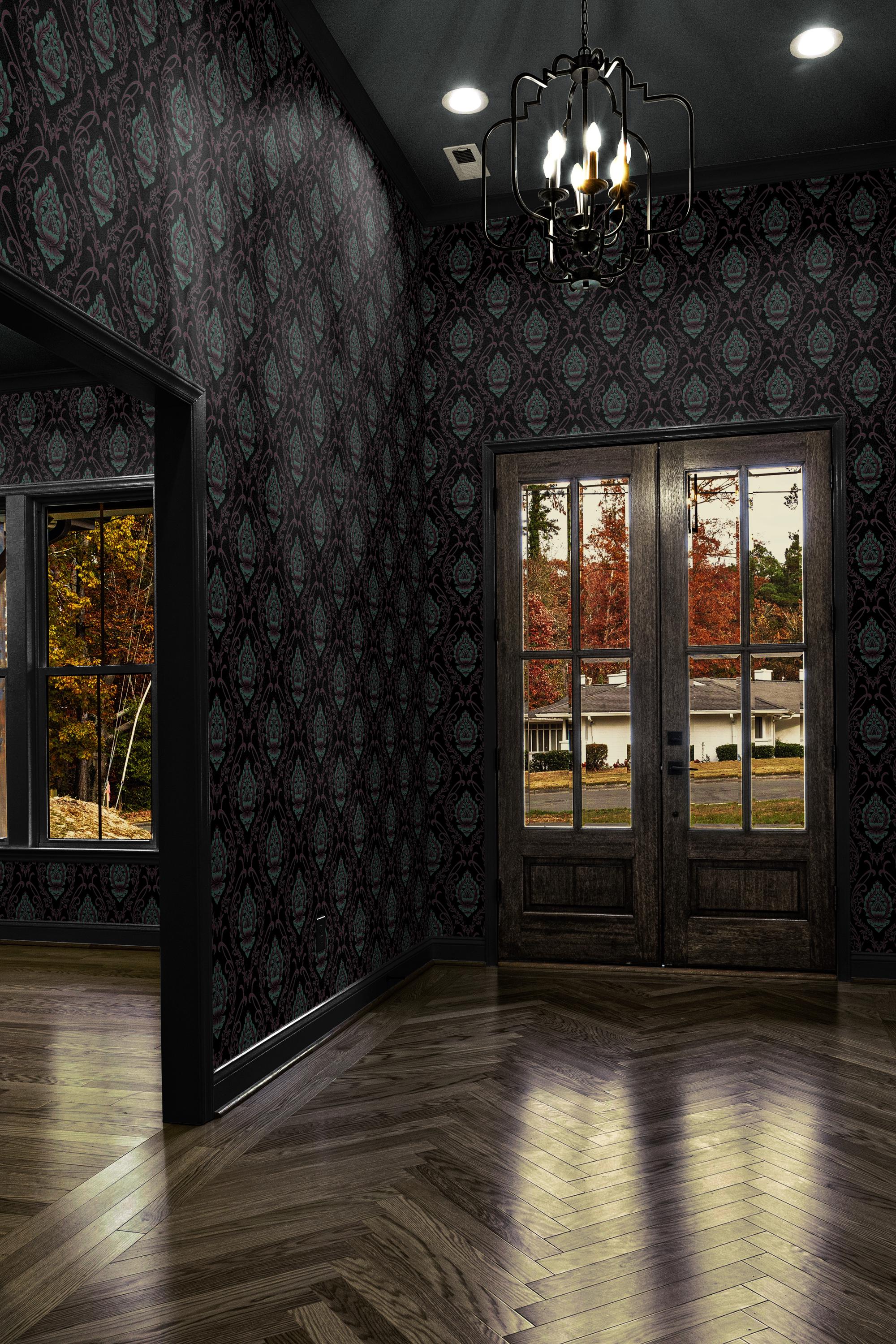 Dunkle Damast Tapete | Stimmungsvolles Vintage viktorianisches Schlafzimmer  Badezimmer | Abnehmbares Peel and Stick Vorgeklebte Midnight Gothic Black  Wallpaper - Etsy Schweiz, image size:2000x3000