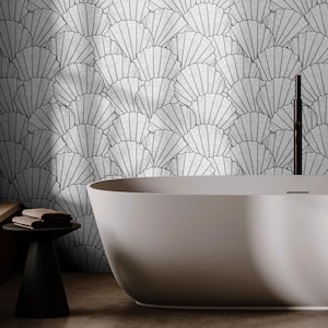Seashell Wallpaper | Coastal Marine Bedroom Bathroom | Removable, Peel and Stick, Prepasted | Bold Boho Minimalist Modern Wallpaper