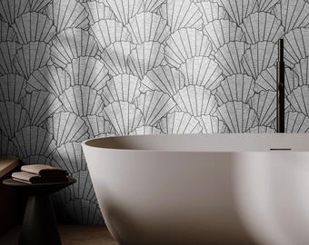 Papel tapiz de conchas marinas / Baño para dormitorio con temática marina costera / Extraíble, despegable y pegable / Papel tapiz moderno minimalista bohemio llamativo