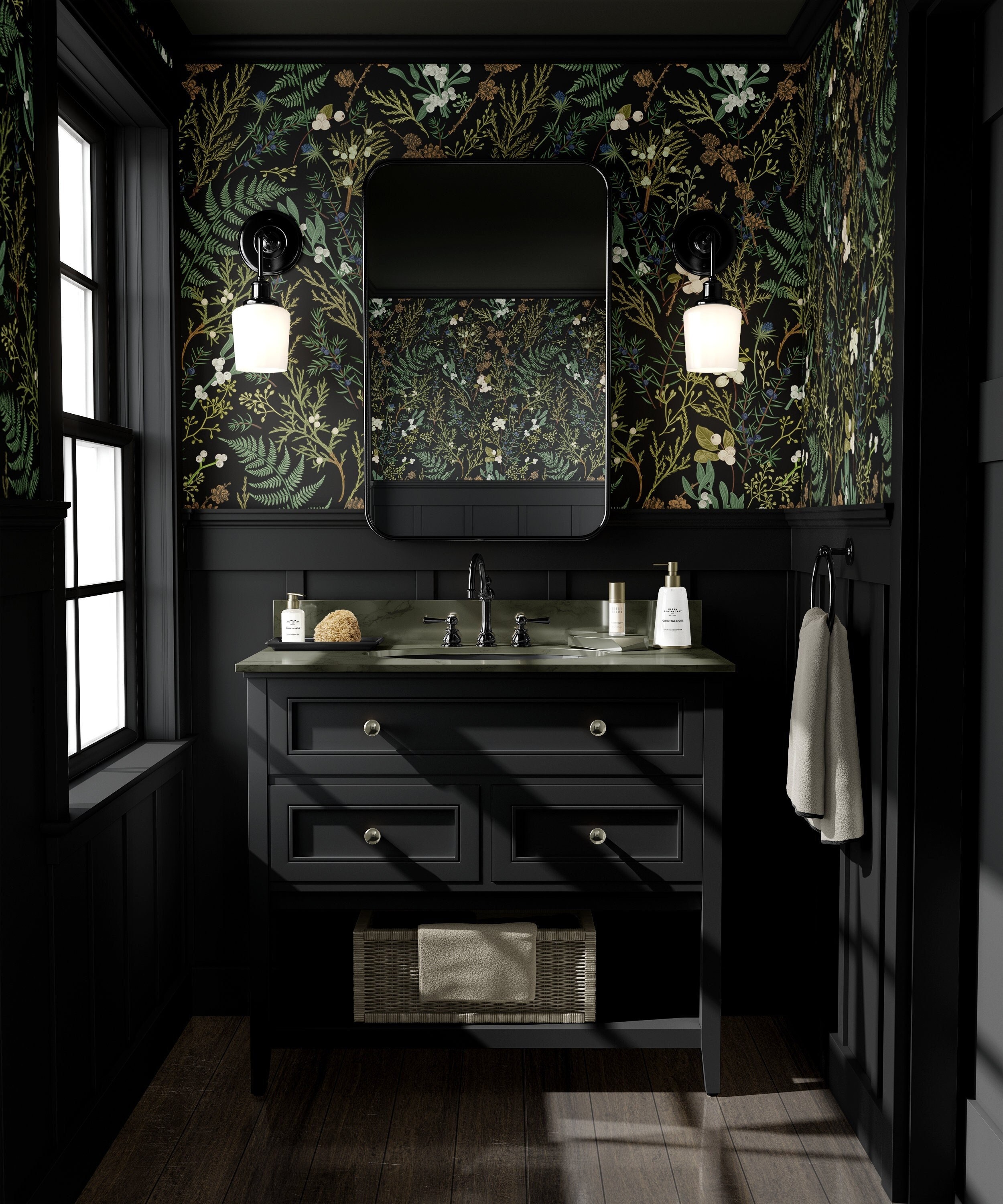 Moody Botanical Wallpaper | Black Forest Plants Bedroom Bathroom |  Removable Peel Stick, Prepasted | Dark Academia Woodland Maximalist Decor -  Etsy