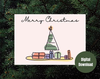 Digital Christmas Cards, Printable Holidays Cards, Greeting Cards, Tree & Presents