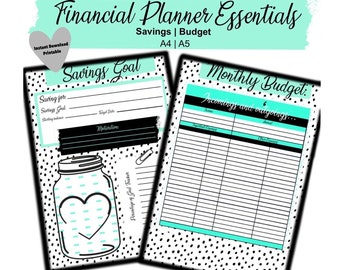 Digital Planner Bundle, Printable Planner Inserts, Financial Planner, Monthly, Savings, Planner Inserts, A4, A5 Size, Instant Download, UK