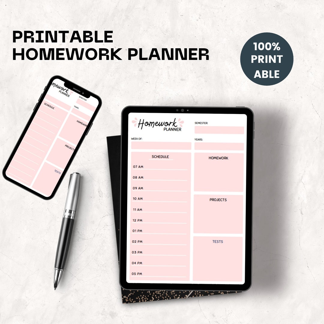 Homework Planner Printable, Printable Planner, Homework Planner ...