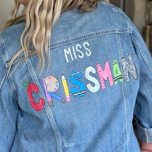 Custom Painted Teacher Jean Jacket