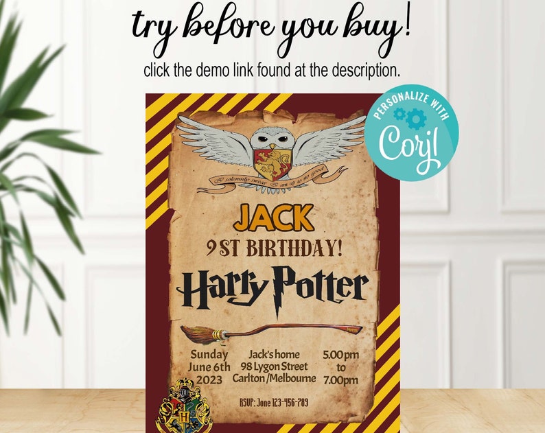 Magic School birthday Invitation Hogwarts Invitation Birthday Invitation Invitation Instant Download