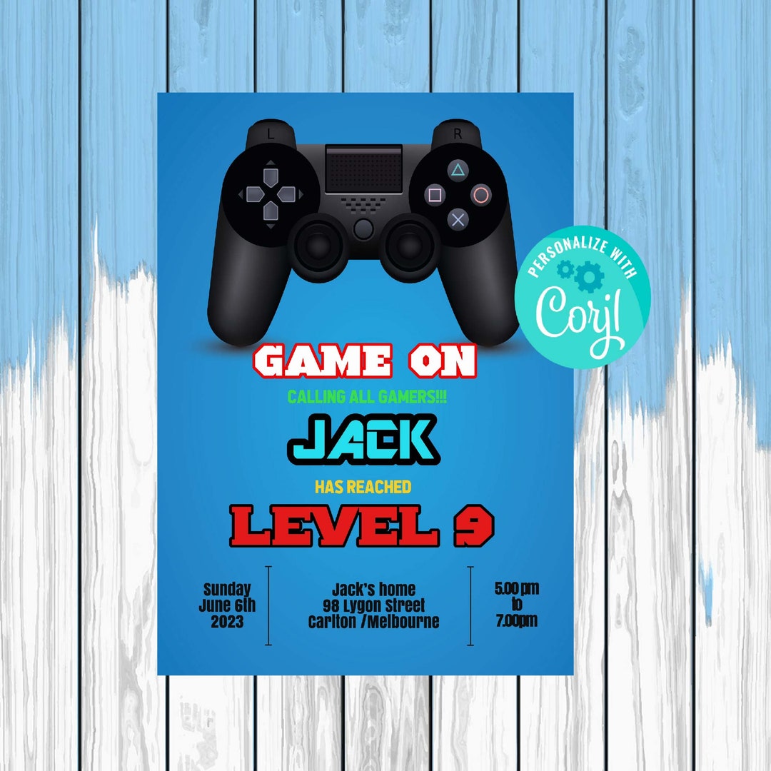 Editable Printable Game Console Birthday Invitation , Controller Game
