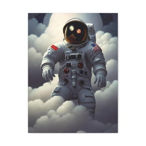 May include: An astronaut wearing a white spacesuit with an American flag patch on the right arm and a Chinese flag patch on the left arm. The astronaut is standing in front of a cloudy sky with a bright light behind them.