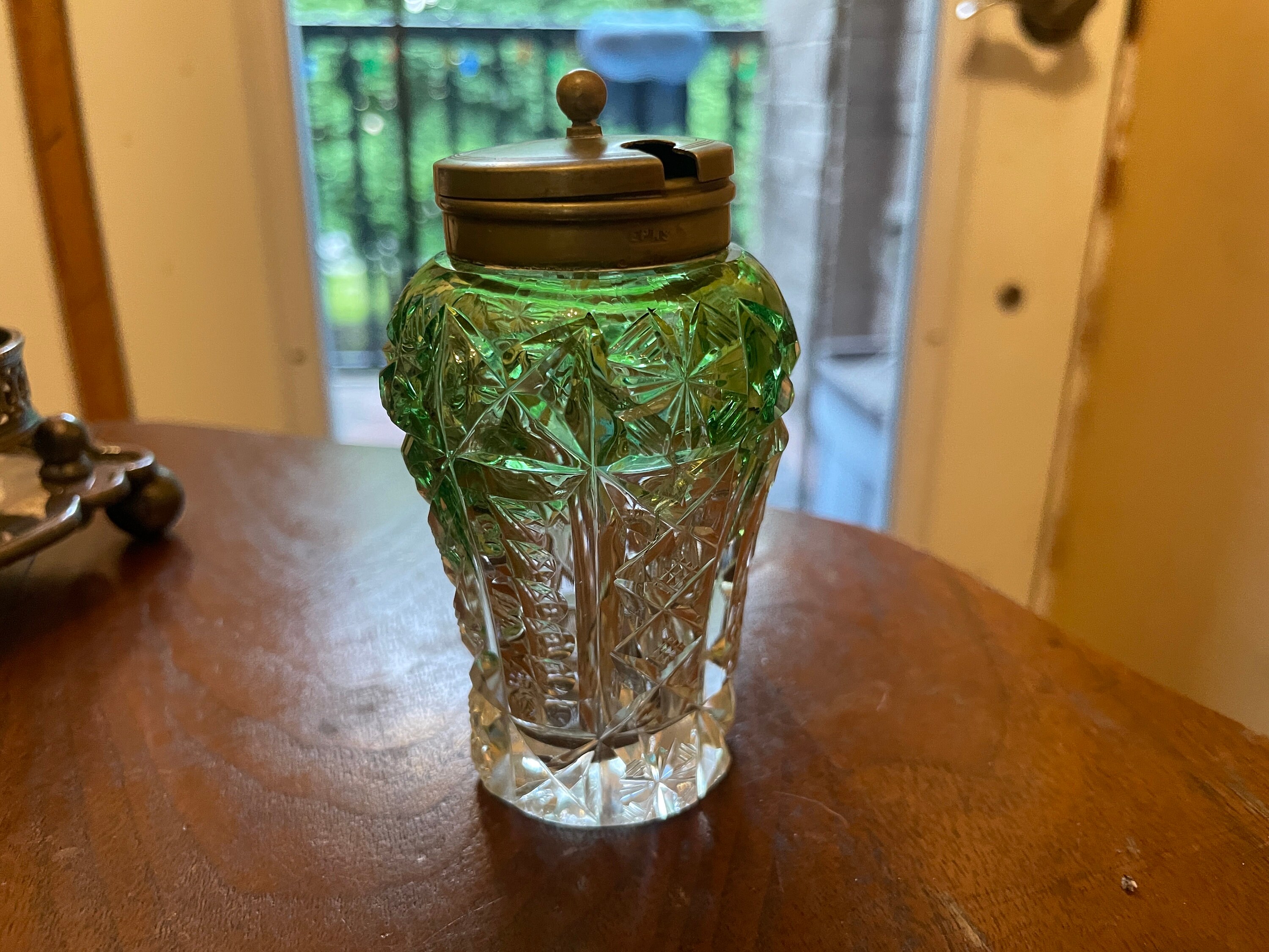Antique Victorian Era English Green to Clear Cut Glass