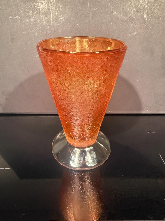 Vintage Jeanette "crackle" Marigold Iridescent Carnival Glass 8oz  Juice/water Footed Tumbler C 1929 - Etsy Ireland