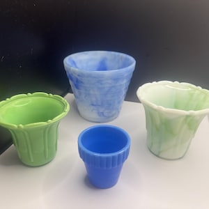 Ditt val! Akro agatblå eller grön slaggglasblomkruka/planter - 5,5 - 10,5 cm ~ Säljs styckvis