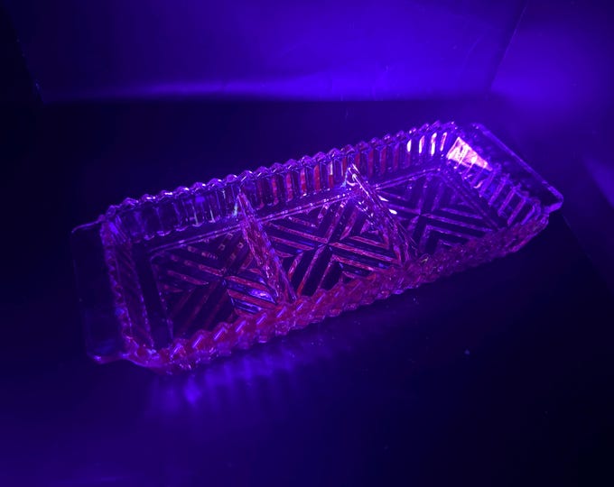 Vintage Art Deco Pink Depression Glass 3-section Divided Tray – UV ...