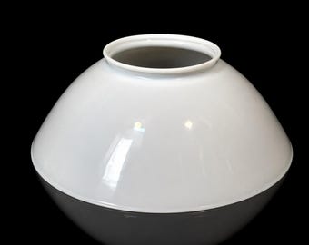 Vintage Opal Glass Light Shade 14” Reflector | Milk Glass Dome Shade | 5 3/4” Fitter | UV Reactive Manganese