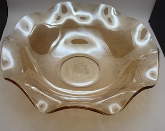 Jeannette Glass “Louisa” Floragold Iridescent 11.5" Ruffled Serving Bowl