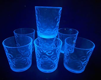 Set van 7 Paşabahçe Optic Circle-whiskyglazen 4" | Heldere drinkglazen met textuur | UV-reactief ceriumglas