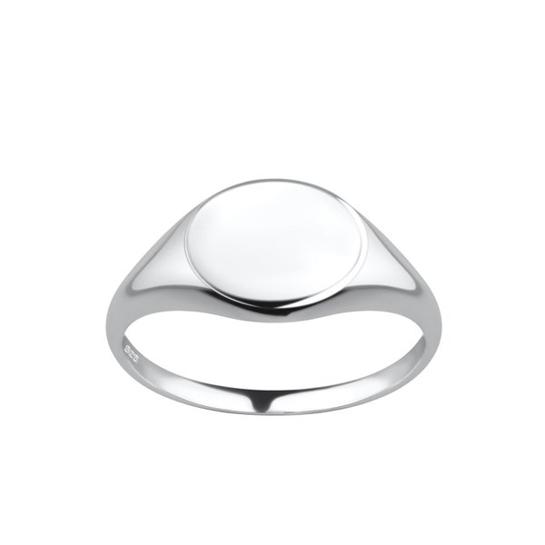 Silver Oval Signet Ring, Signet Band Ring, Sterling Silver, Unisex Signet Ring, Narrow Signet Ring, Pinky Finger Ring