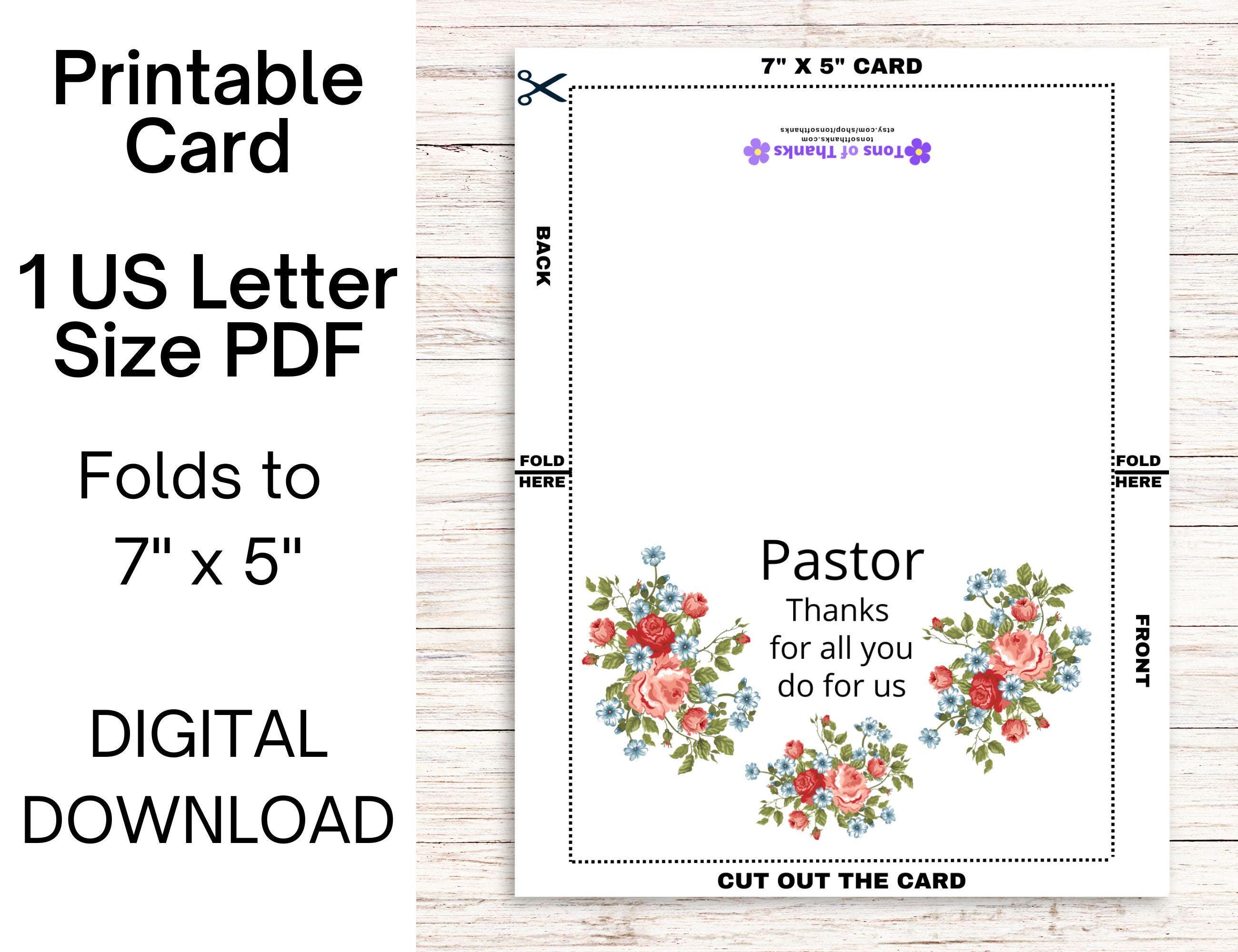 Printable Pastor Appreciation Card, Pastor Thank You Card, Pastor Card, Pastor PDF Card - Etsy