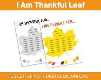 Estoy agradecido por la hoja imprimible / Hoja de gratitud para imprimir