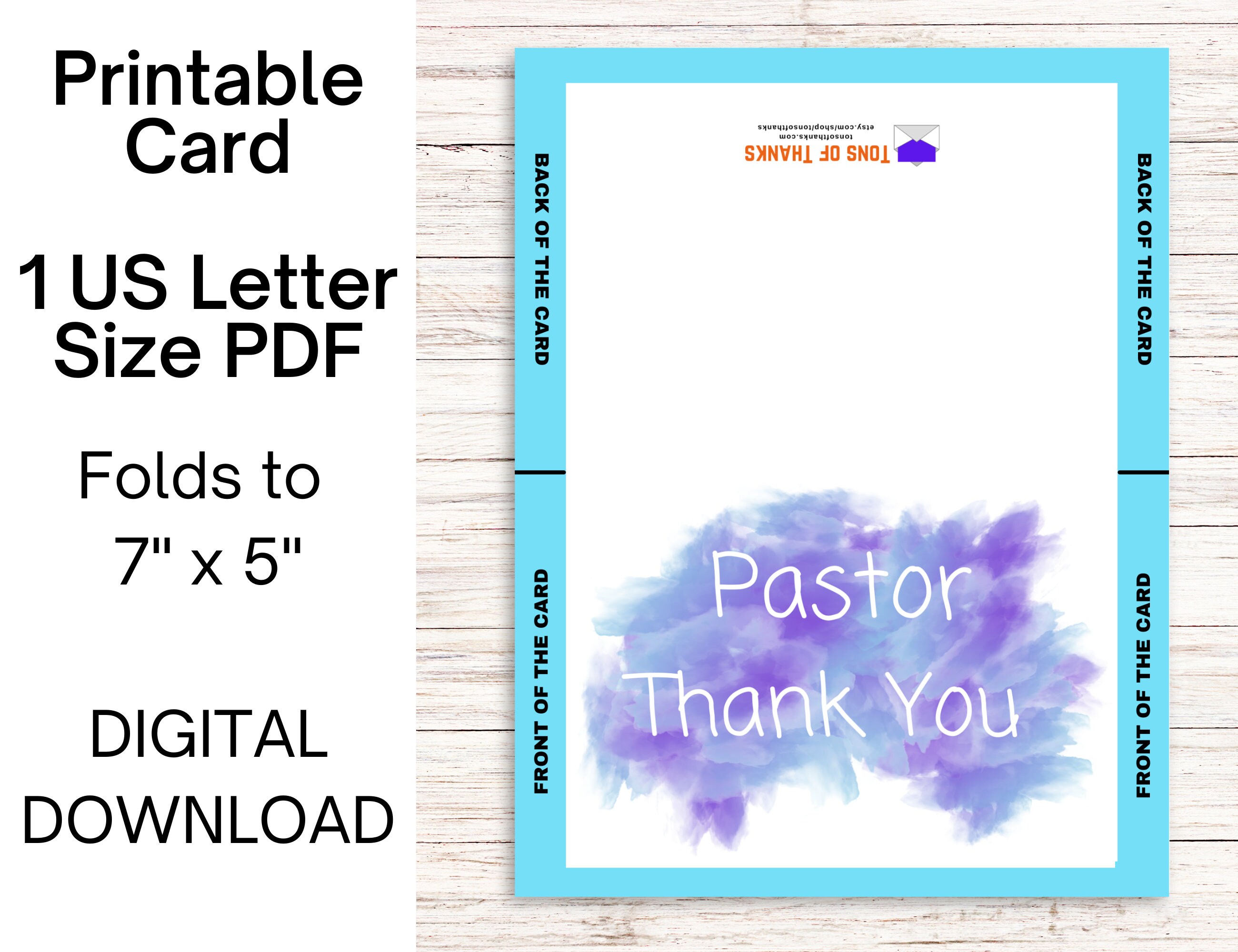 Printable Pastor Appreciation Card, Pastor Thank You Card, Pastor Watercolor Card - Etsy