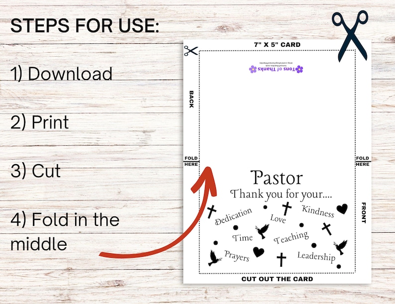 Printable Pastor Appreciation Card, Pastor Thank You Card, Pastor Word Art Card, PDF Pastor Card ...