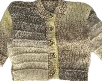 Hand Knitted Baby Cardigan | Oversized | Beige, 6-9 Months | baby gift