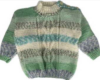 Hand-Knitted Baby Jumper | 22“ chest | 8-12 months | Baby Shower Gift | Handmade in England