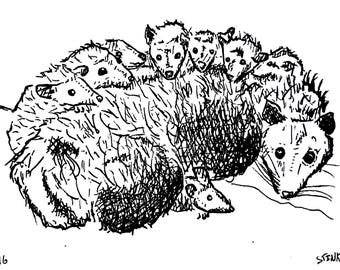 Opossum - 5x7 Screenprint