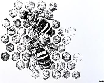 Honeybees - 5x7 Screenprint
