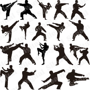 33 Selbstverteidigung Silhouette PNG-Dateien. Digitale Dateien für Cricut.  Digitale Karate-Dateien für Print on Demand-Designs.