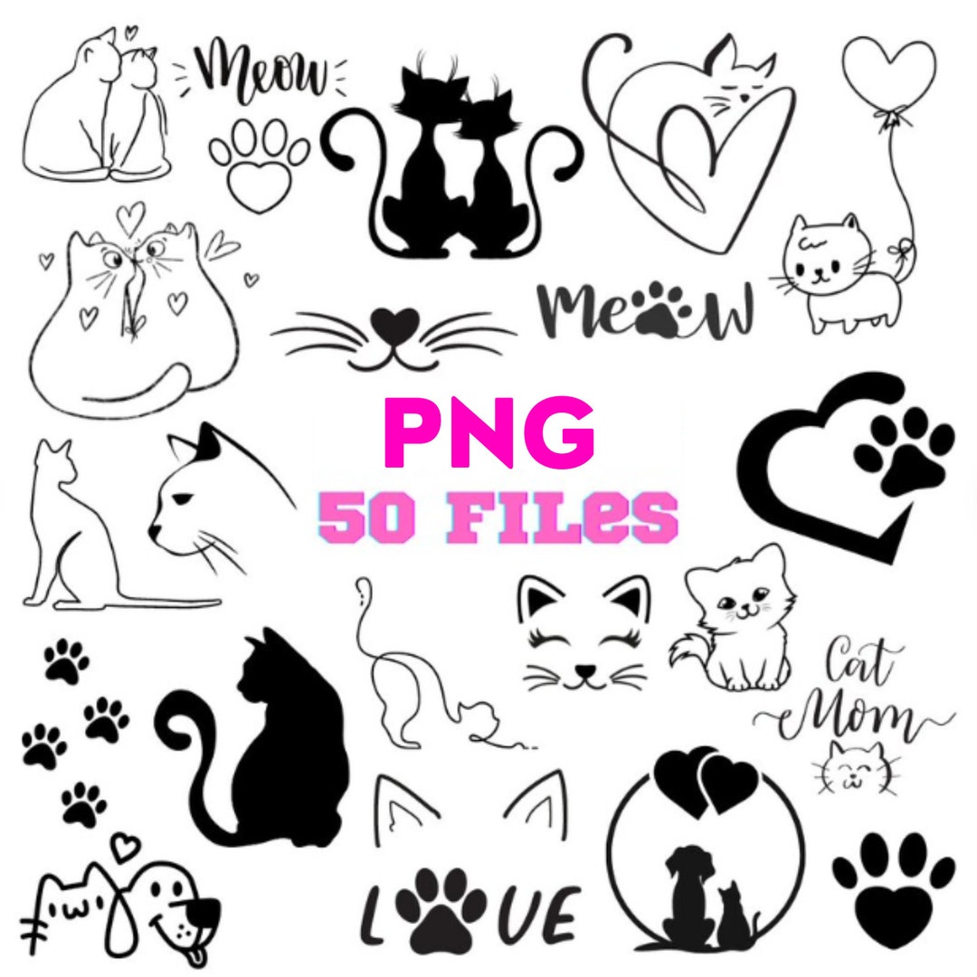 Cat PNG Files. Digital Files for Cricut. Cat Digital Files for Print on ...