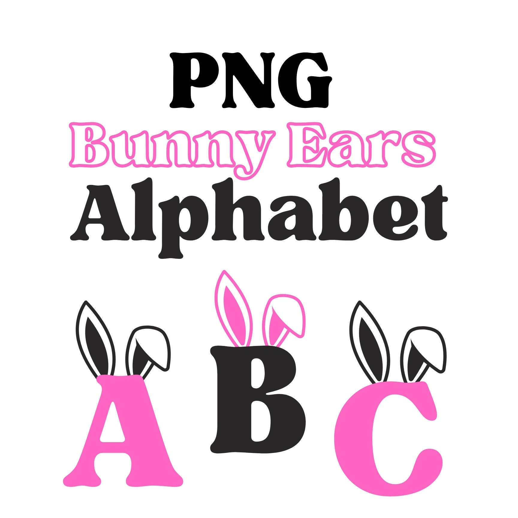 Bunny ABC Letters, Decorative Alphabet, PNG, SVG