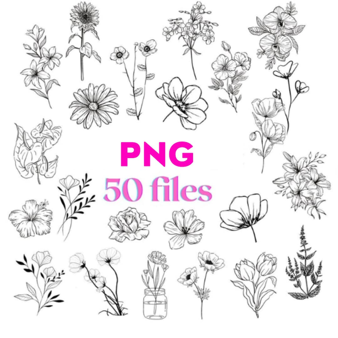 Flowers PNG Files. Digital Files for Cricut. Flowers Digital Files for