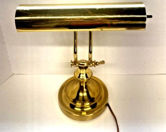 Luminária de mesa vintage ajustável em latão, estilo piano/banqueiro, década de 1970, estilo Art Déco.