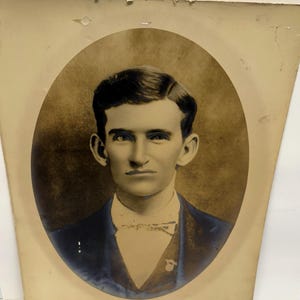 OLD, Antique Black-White Photo of Young Man in Suit-Dapper & Handsome 20&quot; x 16&quot;
