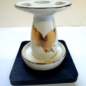 Vintage Gold Schmetterlinge Keramik Porzellan Zahnbürste Halter Takahashi Japan