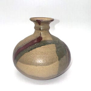 Studio Art Pottery MCM Earth Tone 4 x 4 Signed Bud Vase