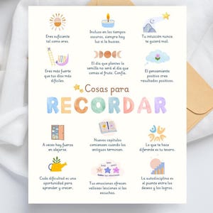 Things to remember spanish quote wall art, life lesson, mental health | meaningful gift, new parent tips, words of wisdom, mindset poster