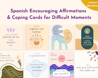 Spanish healing coping cards for difficult moments | overcome anxiety and build emotional resilience with coping skill cards & affirmations