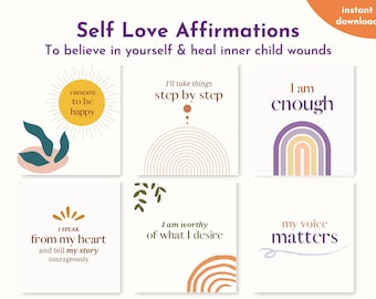Self-Love Affirmation Cards for Women | Empowering Confidence and Self-Worth Printable Cards