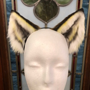 Brown, white, and Yellow Wolf Ears