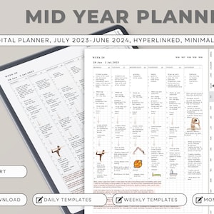 Mid Year Planner, 2023 2024 Planner, Goodnotes Planner, iPad Planner, Daily Planner, Weekly Planner, Monthly Planner, Dated Digital Planner
