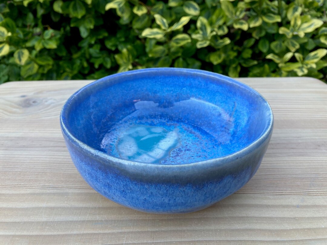 Blue Ceramic Cereal Bowl Handmade Pottery Wheel Thrown Dish Etsy UK