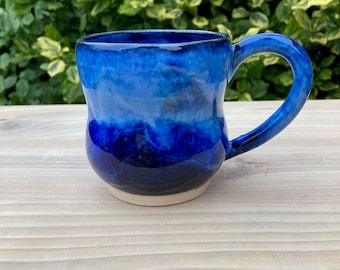 Handmade ceramic mug, Cobalt blue, pottery coffee, tea cup