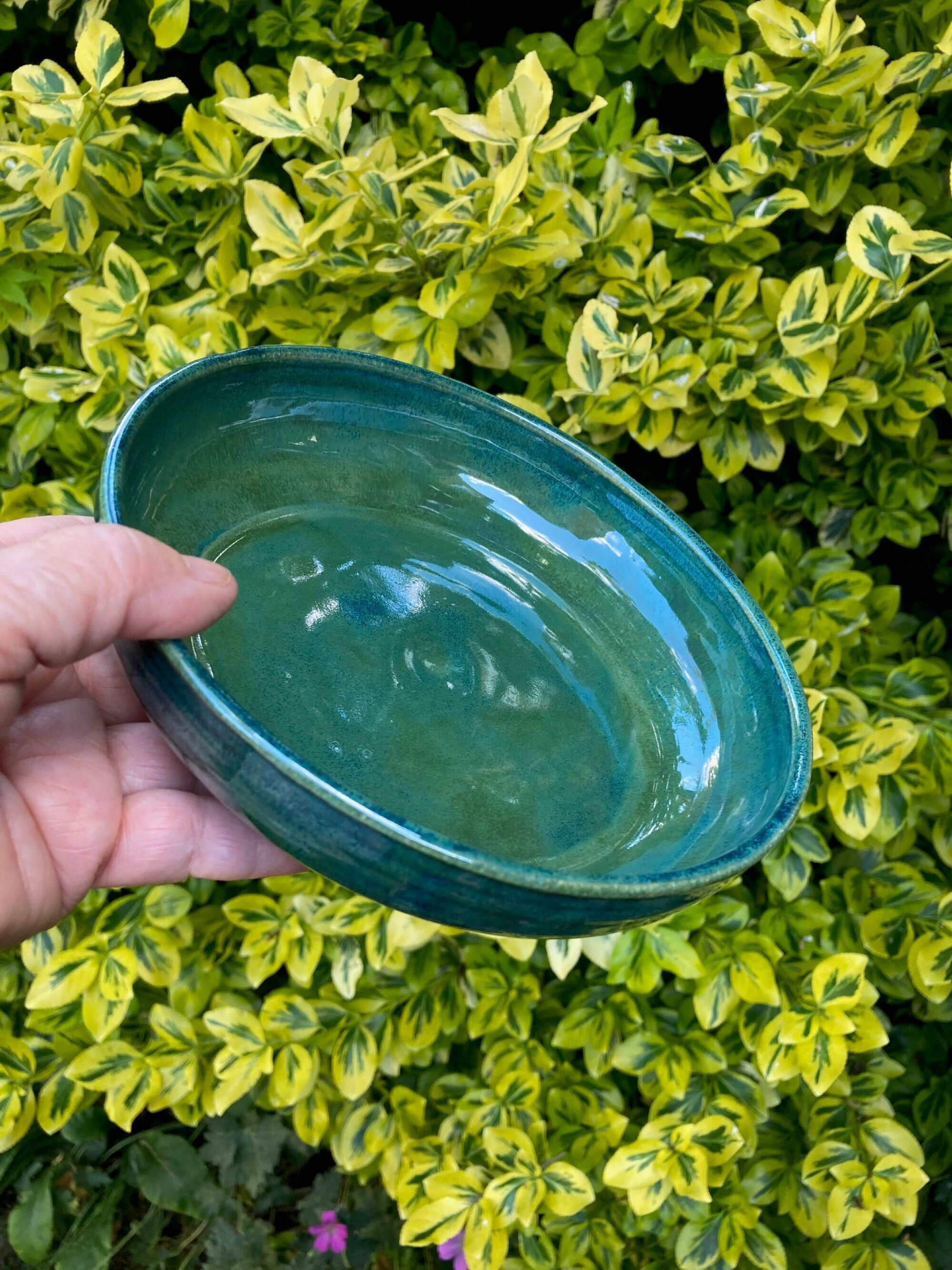 Tazón de pasta de cerámica, verde selva tropical, frutero poco