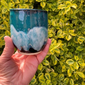 Handmade tumbler, Midnight Tide, ceramic coffee, tea cup