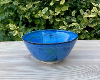 Ceramic cereal bowl, Marine blue, dessert, breakfast, soup bowl, handmade pottery, wheel thrown dish