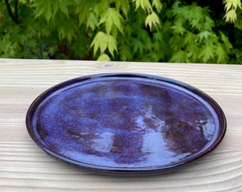 Handmade ceramic side plate, Merlot purple, pottery biscuit, cake plate