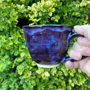 Handmade coffee cup, Merlot purple, ceramic cappuccino cup, wheel thrown pottery mug