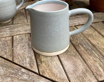 Sage blue grey stoneware pottery ceramic jug (1/2 pint), handmade, wheel thrown